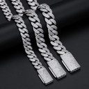 Mens VVS Diamond Solid 925 Silver 8mm/20mm Hip Hop Cuban Link Bracelets Chains