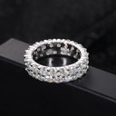 VVS Diamond Solid Sterling Silver 2 Row Iced Blinged Out 3mm Rings