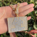 All Cash No Credit Baguette Iced Blinged Out Name Plate Hip Hop Pendant Chain 