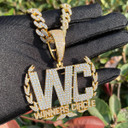 Mens Iced Blinged Out WC Winners Circle Hip Hop Pendant Chain Necklace