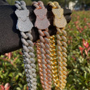Mens 20mm Designer Miami Cuban Link Pad Lock Style Hip Hop Chain Necklace