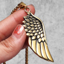 Mens Solid Stainless Steel Large Angel Wing No Fade Hip Hop Street Wear Pendant Necklace