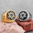 Mens Star Of David Hexagram Solid Stainless Steel No Fade Street Wear Rings