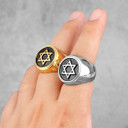 Mens Star Of David Hexagram Solid Stainless Steel No Fade Street Wear Rings