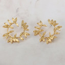 Ladies Gold Silver leaf Hoop Antique Vintage Look Bohemian Earrings