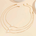 Ladies 3 Piece Pearl Layer Gold Snake Link Chain Necklace Set