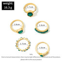 Ladies Purple  Butterfly 7pcs Green Emerald 6pcs Piece Gold Bohemian Ring Set