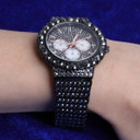 Classic Iced Bezel 18k Gold Black Stainless Steel Hip Hip Wrist Watches