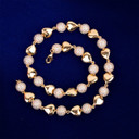 Ladies Prong Set Classic Heart 24k 925 Silver Rose Gold Ball Link Necklace