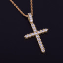 18k Gold .925 Silver Bling AAA Micro Pave Classic Ancient Cross Pendant Chain Necklace