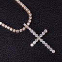 22k Gold .925 Silver 5mm Flooded Ice AAA Micro Pave All Iced Classic Cross Hip Hop Pendant Chain Necklace