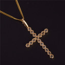 22k Gold .925 Silver AAA Micro Pave Bling Bling All Ice Cross Chain Pendant