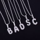 Iced Small Rose Gold Silver Micro Pave Lab Diamond Bubble Letter Hip Hop Pendant Chain Necklaces
