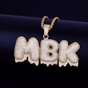18k Gold AAA Micro Pave Custom Name Bubble Letter Hip Hop Pendants