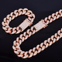 Rose Gold Hip Hop 20mm Cuban Link Chain Necklace
