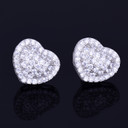 14MM Heart-Shaped AAA Micro Pave Stud 14k Gold Silver Simulate Diamond Bling Earrings
