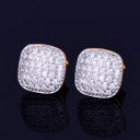 10MM Oval Square AAA Micro Pave Ice 14k Gold Silver Screw Back Plate Hip Hop Earrings
