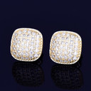 10MM Oval Square AAA Micro Pave Ice 14k Gold Silver Screw Back Plate Hip Hop Earrings