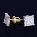 18k Gold .925 Silver 8MM Four Corners Gold Silver Super Iced Square Stud Hip Hop Earrings