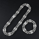 17mm 18k Gold .925 Silver Designer Princes Cut Flooded Ice Cuban Link Bracelet Chain Jewelry Set