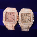 Mens Flooded Ice Super Square AAA Stone Big Boy Hip Hop Bust Down Wrist Watch