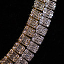 18k Gold .925 Silver Square Baguette Flooded Ice Cluster Chain Necklace