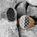 Mens 14k Gold Over 316L No Fade Stainless Steel Carbon Fiber Pinky Style Rings