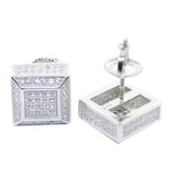 10MM Simulated Diamond .925 Silver Cube Shaped Iced Out Earrings 10MM Simulated Diamond .925 Silver Cube Shaped Iced Out Earrings