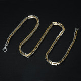 Mens Hip Hop Two Tone Gold Titanium Stainless Steel Handmade Heavy Link Byzantine Chain Necklace Mens Hip Hop Two Tone Gold Titanium Stainless Steel Handmade Heavy Link Byzantine Chain Necklace