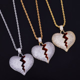 Lab Diamond Bling 18k Gold Silver Heart Breaker Chain Lab Diamond Bling 18k Gold Silver Heart Breaker Chain