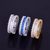 Flooded Ice AAA 18k Gold .925 Silver Micro Pave Setting Baguette Stone Rings