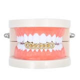 Hip Hop Diamond Cz Bling Iced Miami Cuban Link Bottom Teeth Grillz Grills 