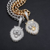 The 14k Gold .925 Silver King Lion Hip Hop AAA True Micro Paved Hip Hop Pendant Chain Necklace The 14k Gold .925 Silver King Lion Hip Hop AAA True Micro Paved Hip Hop Pendant Chain Necklace