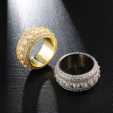 Hip Hop 5 Row Tennis Luxury Style Iced Bling Full AAA Prong Set Stone Ring 