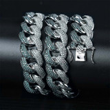 18MM Flooded Ice Mint Blue AAA Micro Pave Stone Miami Cuban Link Hip Hop Chain Bracelet Set 18MM Flooded Ice Mint Blue AAA Micro Pave Stone Miami Cuban Link Hip Hop Chain Bracelet Set