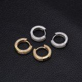 Hip Hop 14 Gold 925 Silver AAA Micro Pave Huggie Hoop Bling Earrings Hip Hop 14 Gold 925 Silver AAA Micro Pave Huggie Hoop Bling Earrings