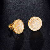 AAA Micro Pave Concave Dome Hip Hop Flooded Ice Screw Back Bling Earrings AAA Micro Pave Concave Dome Hip Hop Flooded Ice Screw Back Bling Earrings