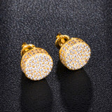 Cluster Stone AAA True Micro Pave 14k Gold Hip Hop Screw Back Earrings Cluster Stone AAA True Micro Pave 14k Gold Hip Hop Screw Back Earrings