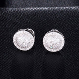 Silver 14k Gold Flooded Ice AAA True Micro Pave Ice Disc Hip Hop Earrings Silver 14k Gold Flooded Ice AAA True Micro Pave Ice Disc Hip Hop Earrings