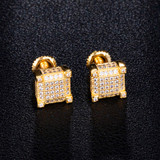 AAA Micro Pave Flooded Ice Square Cut Hip Hop Earrings AAA Micro Pave Flooded Ice Square Cut Hip Hop Earrings