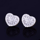 14MM Heart-Shaped AAA Micro Pave Stud 14k Gold Silver Simulate Diamond Bling Earrings 14MM Heart-Shaped AAA Micro Pave Stud 14k Gold Silver Simulate Diamond Bling Earrings