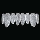 Hip Hop Flooded Ice Drip Style Top Bottom AAA Cluster 8 Tooth Teeth Full Iced Grillz