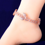 AAA True Micro Pave 18k Gold 10mm Pink Butterfly Miami Cuban Link Ankle Anklets Bracelet AAA True Micro Pave 18k Gold 10mm Pink Butterfly Miami Cuban Link Ankle Anklets Bracelet