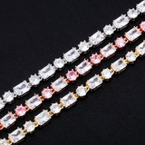 Ladies Bling 6mm Choker Style Round Princess Cut Handset Stone Chain Necklace 