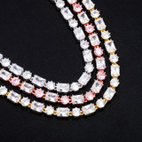 Ladies Bling 6mm Choker Style Round Princess Cut Handset Stone Chain Necklace 