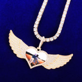 18k Gold 925 Silver Rose Gold Solid Back Wings Big Heart Custom Photo Pendant Chain Necklaces 18k Gold 925 Silver Rose Gold Solid Back Wings Big Heart Custom Photo Pendant Chain Necklaces