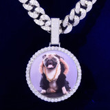 2021 Flooded Ice Big Button Photo Picture Photo Medallion Hip Hop Pendant Chain Necklace 