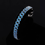 8mm Miami Cuban Link Classic Hip Hop 14k Gold 925 Silver Flooded Ice Bracelet
