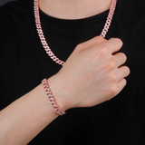 8mm Miami Cuban Link Classic Hip Hop 14k Gold 925 Silver Flooded Ice Bracelet