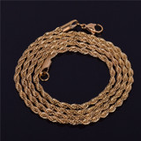 14k Over Solid Stainless Steel Hip Hop Casual Fashion Rope Link Chain Necklace 